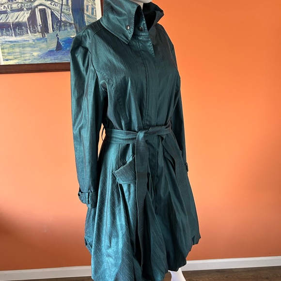 SAMUEL DONG dark jade green belted trench coat - Picture 9 of 12